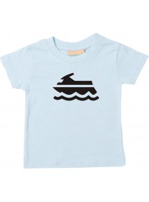 Süßes Kinder T-Shirt Jetski, Boot, Skipper, Kapitän, hellblau, 0-6 Monate