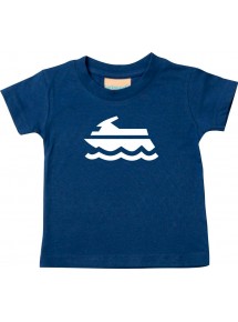 Süßes Kinder T-Shirt Jetski, Boot, Skipper, Kapitän, navy, 0-6 Monate