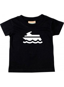 Süßes Kinder T-Shirt Jetski, Boot, Skipper, Kapitän, schwarz, 0-6 Monate