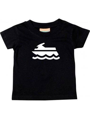Süßes Kinder T-Shirt Jetski, Boot, Skipper, Kapitän, schwarz, 0-6 Monate