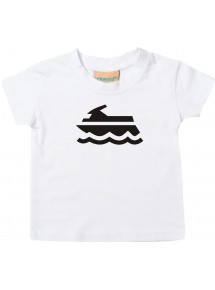 Süßes Kinder T-Shirt Jetski, Boot, Skipper, Kapitän, weiß, 0-6 Monate