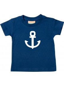 Süßes Kinder T-Shirt Anker Boot Skipper Kapitän, navy, 0-6 Monate
