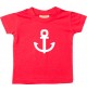 Süßes Kinder T-Shirt Anker Boot Skipper Kapitän, rot, 0-6 Monate