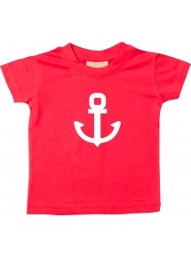 Süßes Kinder T-Shirt Anker Boot Skipper Kapitän, rot, 0-6 Monate