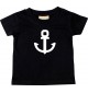 Süßes Kinder T-Shirt Anker Boot Skipper Kapitän, schwarz, 0-6 Monate