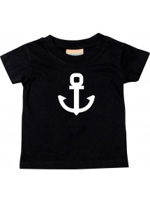 Süßes Kinder T-Shirt Anker Boot Skipper Kapitän, schwarz, 0-6 Monate