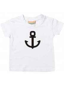 Süßes Kinder T-Shirt Anker Boot Skipper Kapitän, weiß, 0-6 Monate