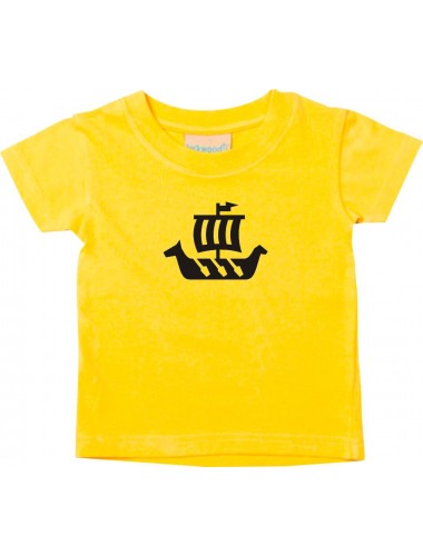 Süßes Kinder T-Shirt Winkingerschiff,Skipper, Kapitän, gelb, 0-6 Monate