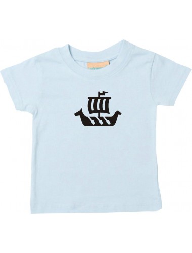 Süßes Kinder T-Shirt Winkingerschiff,Skipper, Kapitän, hellblau, 0-6 Monate