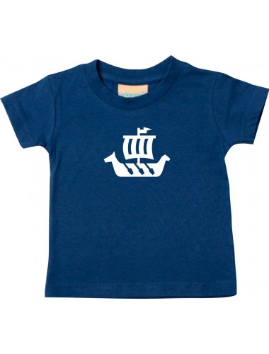Süßes Kinder T-Shirt Winkingerschiff,Skipper, Kapitän, navy, 0-6 Monate