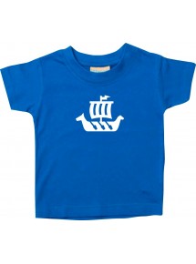 Süßes Kinder T-Shirt Winkingerschiff,Skipper, Kapitän, royal, 0-6 Monate