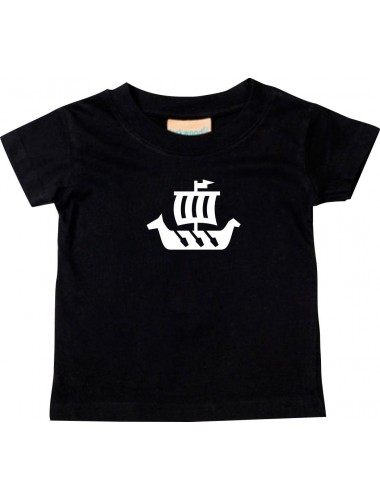 Süßes Kinder T-Shirt Winkingerschiff,Skipper, Kapitän, schwarz, 0-6 Monate