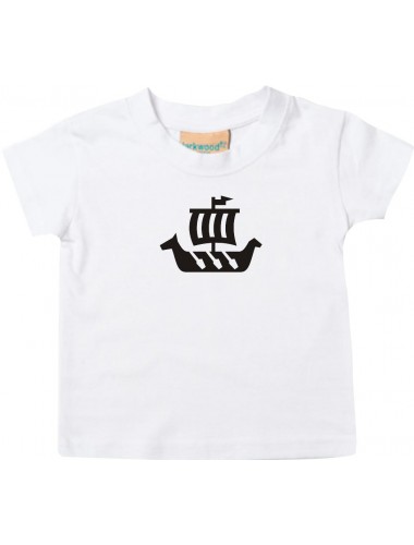 Süßes Kinder T-Shirt Winkingerschiff,Skipper, Kapitän, weiß, 0-6 Monate