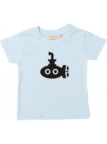 Süßes Kinder T-Shirt U-Boot, Tauchboot, Kapitän, hellblau, 0-6 Monate
