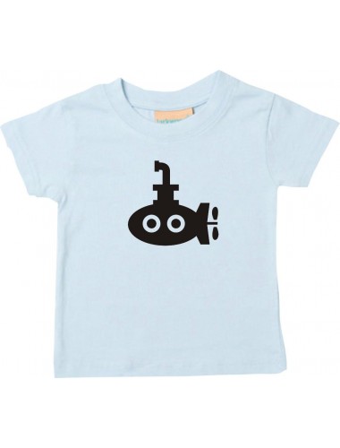 Süßes Kinder T-Shirt U-Boot, Tauchboot, Kapitän, hellblau, 0-6 Monate