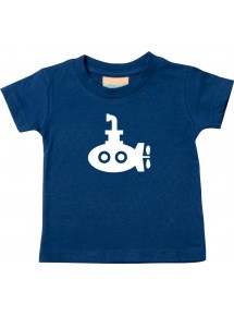 Süßes Kinder T-Shirt U-Boot, Tauchboot, Kapitän, navy, 0-6 Monate