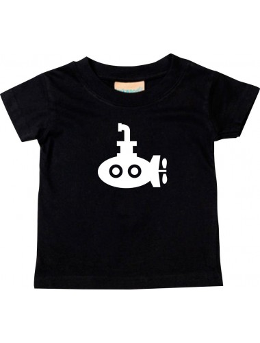 Süßes Kinder T-Shirt U-Boot, Tauchboot, Kapitän, schwarz, 0-6 Monate
