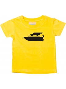Süßes Kinder T-Shirt Motorboot, Yacht, Boot, Skipper, Kapitän, gelb, 0-6 Monate
