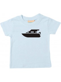 Süßes Kinder T-Shirt Motorboot, Yacht, Boot, Skipper, Kapitän, hellblau, 0-6 Monate