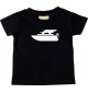 Süßes Kinder T-Shirt Motorboot, Yacht, Boot, Skipper, Kapitän, schwarz, 0-6 Monate