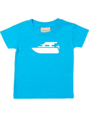 Süßes Kinder T-Shirt Motorboot, Yacht, Boot, Skipper, Kapitän, türkis, 0-6 Monate