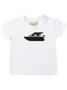 Süßes Kinder T-Shirt Motorboot, Yacht, Boot, Skipper, Kapitän, weiß, 0-6 Monate