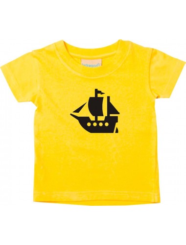 Süßes Kinder T-Shirt Winkingerschiff, Boot, Skipper, Kapitän, gelb, 0-6 Monate
