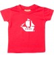 Süßes Kinder T-Shirt Winkingerschiff, Boot, Skipper, Kapitän, rot, 0-6 Monate