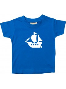 Süßes Kinder T-Shirt Winkingerschiff, Boot, Skipper, Kapitän, royal, 0-6 Monate