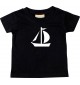 Süßes Kinder T-Shirt Segeljolle, Jolle, Skipper, Kapitän, schwarz, 0-6 Monate