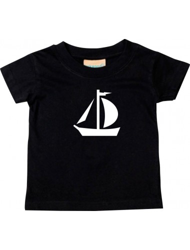Süßes Kinder T-Shirt Segeljolle, Jolle, Skipper, Kapitän, schwarz, 0-6 Monate