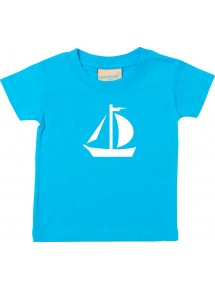 Süßes Kinder T-Shirt Segeljolle, Jolle, Skipper, Kapitän, türkis, 0-6 Monate