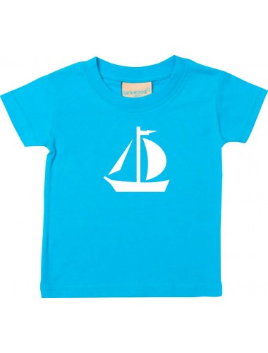 Süßes Kinder T-Shirt Segeljolle, Jolle, Skipper, Kapitän, türkis, 0-6 Monate