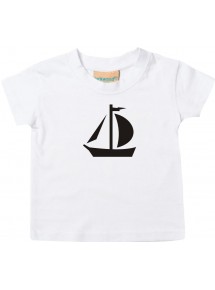 Süßes Kinder T-Shirt Segeljolle, Jolle, Skipper, Kapitän, weiß, 0-6 Monate