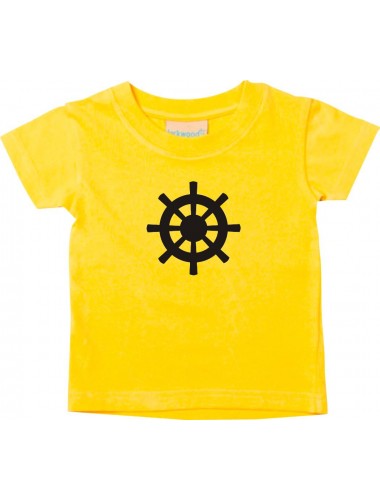 Süßes Kinder T-Shirt Steuerrad, Boot, Skipper, Kapitän, gelb, 0-6 Monate