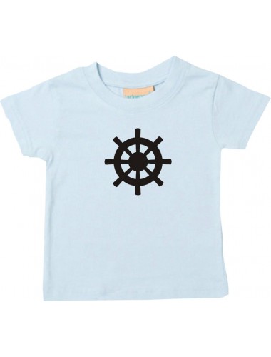Süßes Kinder T-Shirt Steuerrad, Boot, Skipper, Kapitän, hellblau, 0-6 Monate