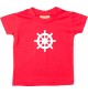 Süßes Kinder T-Shirt Steuerrad, Boot, Skipper, Kapitän, rot, 0-6 Monate