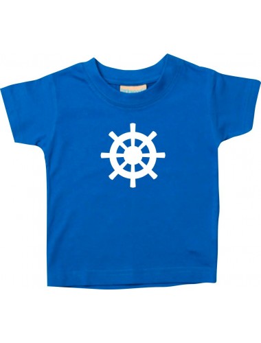 Süßes Kinder T-Shirt Steuerrad, Boot, Skipper, Kapitän, royal, 0-6 Monate