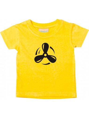 Süßes Kinder T-Shirt Motorschraube, Boot, Kapitän, gelb, 0-6 Monate