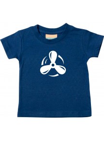 Süßes Kinder T-Shirt Motorschraube, Boot, Kapitän, navy, 0-6 Monate