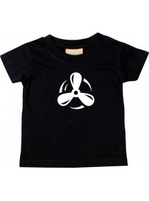 Süßes Kinder T-Shirt Motorschraube, Boot, Kapitän, schwarz, 0-6 Monate
