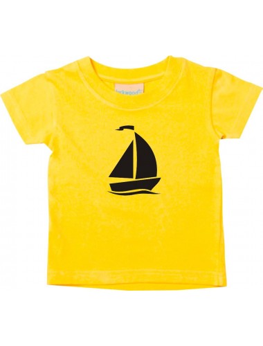 Süßes Kinder T-Shirt Segelboot, Jolle, Skipper, Kapitän, gelb, 0-6 Monate