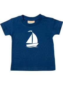 Süßes Kinder T-Shirt Segelboot, Jolle, Skipper, Kapitän, navy, 0-6 Monate