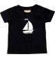 Süßes Kinder T-Shirt Segelboot, Jolle, Skipper, Kapitän, schwarz, 0-6 Monate