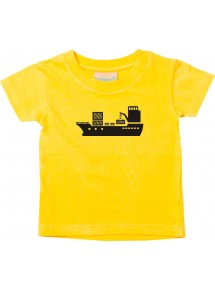 Süßes Kinder T-Shirt Frachter, Übersee, Schiff, Skipper, Kapitän, gelb, 0-6 Monate