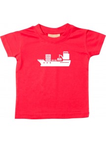 Süßes Kinder T-Shirt Frachter, Übersee, Schiff, Skipper, Kapitän, rot, 0-6 Monate