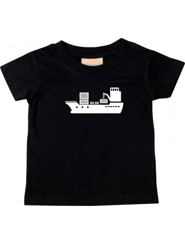 Süßes Kinder T-Shirt Frachter, Übersee, Schiff, Skipper, Kapitän, schwarz, 0-6 Monate