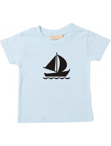Süßes Kinder T-Shirt Segelyacht, Jolle, Skipper, Kapitän, hellblau, 0-6 Monate