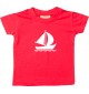 Süßes Kinder T-Shirt Segelyacht, Jolle, Skipper, Kapitän, rot, 0-6 Monate