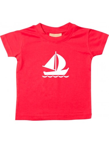 Süßes Kinder T-Shirt Segelyacht, Jolle, Skipper, Kapitän, rot, 0-6 Monate
